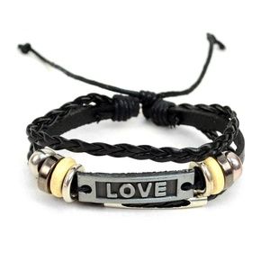 Genuine Leather & Natural Stone Two Pieces Brac.